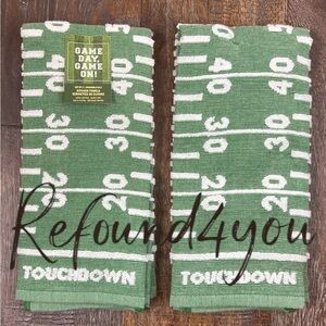 Game Day - ‘Football Field’ Dish Towels (2) NWT. Firm!